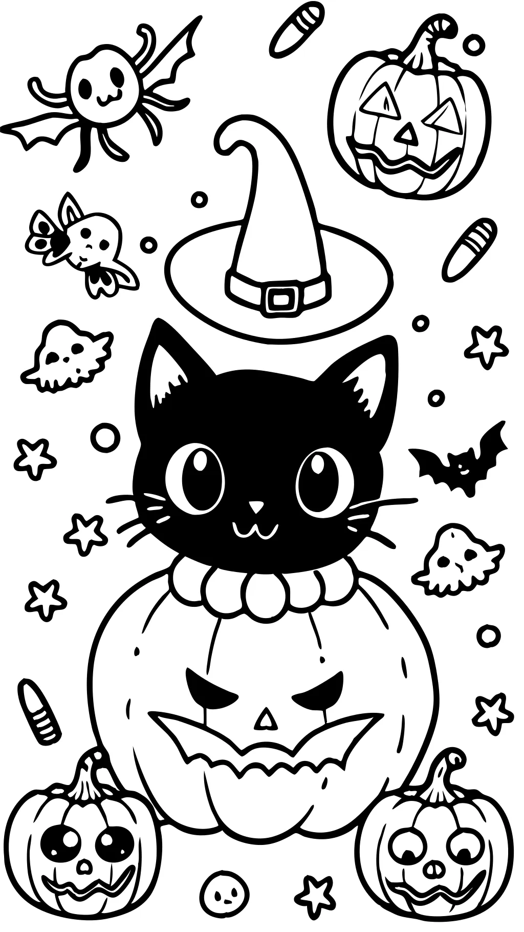 Página para colorear de Halloween Cat